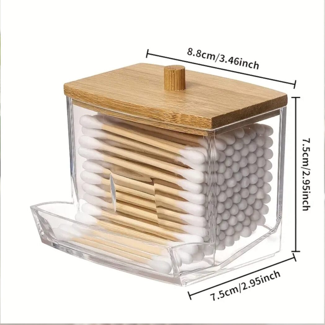 <strong>Wattestäbchen-Box + 100 Bambus Wattestäbchen</strong> aus Kunststoff mit Bambusdeckel – Bild 6